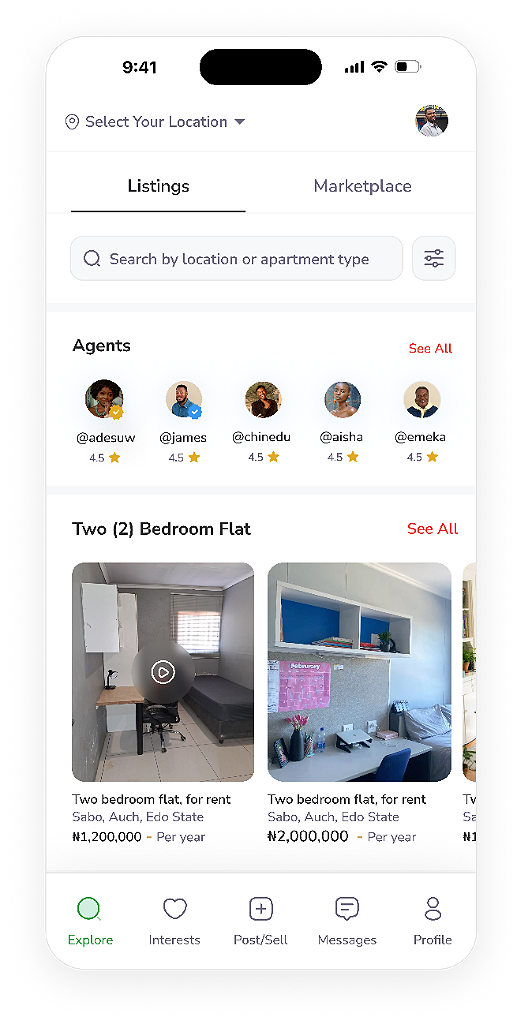 Kova App Explore and Property Listings